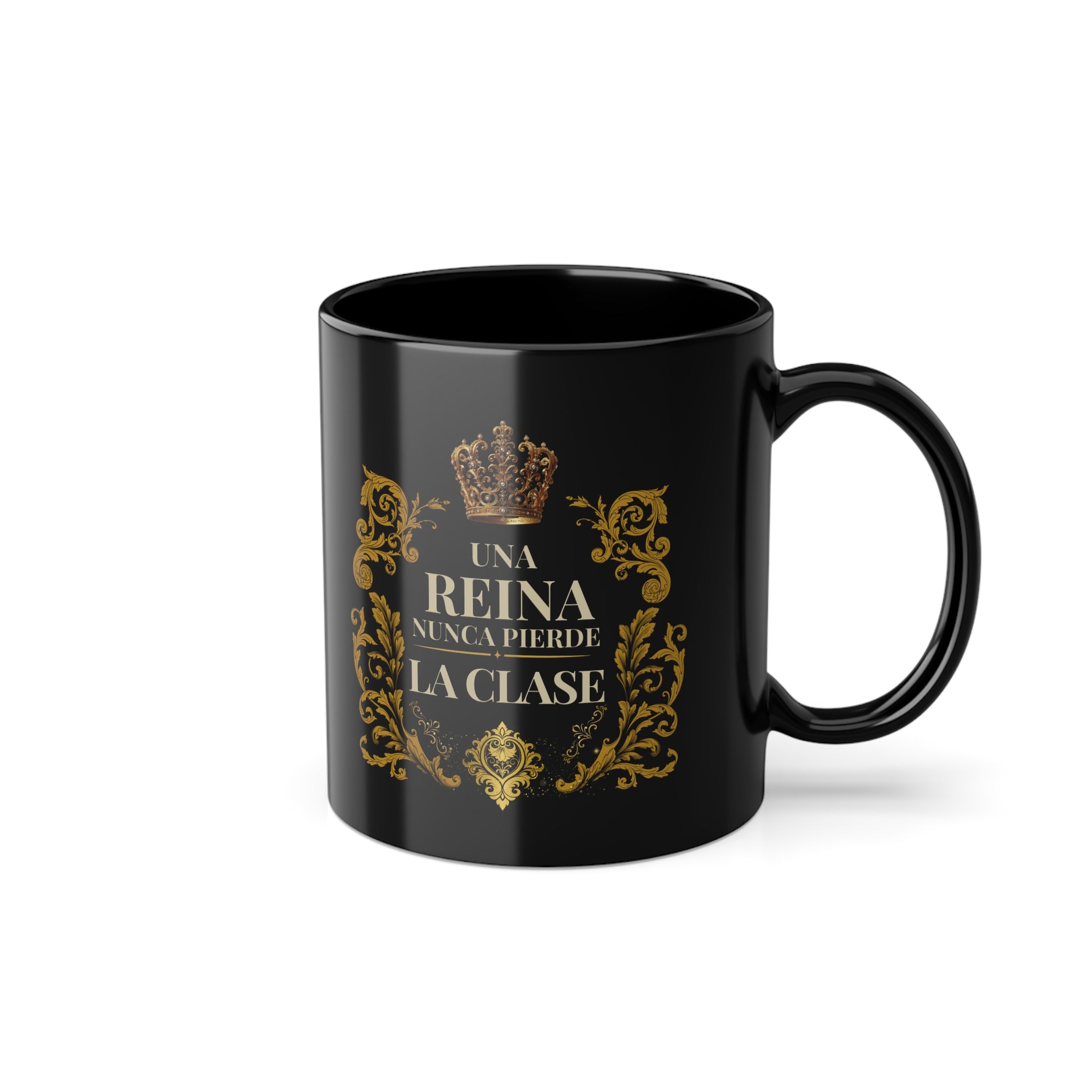 Taza de café negra brillante