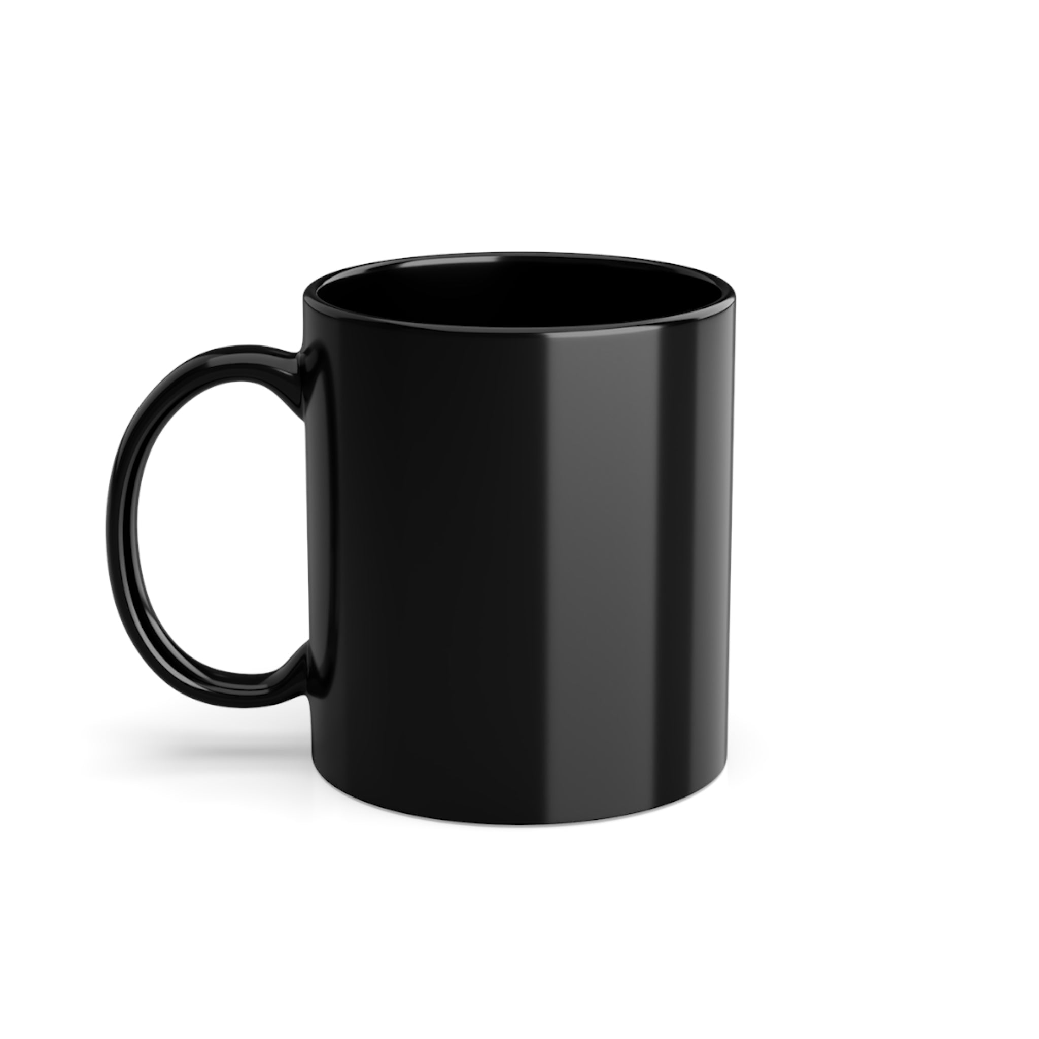 Taza de café negra brillante