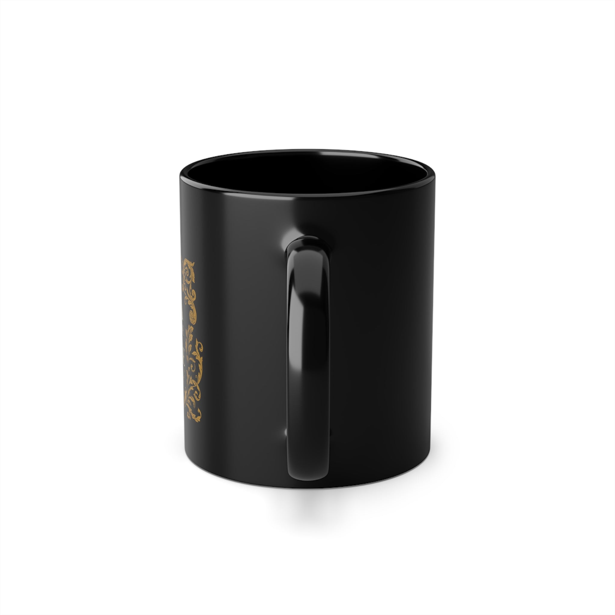 Taza de café negra brillante